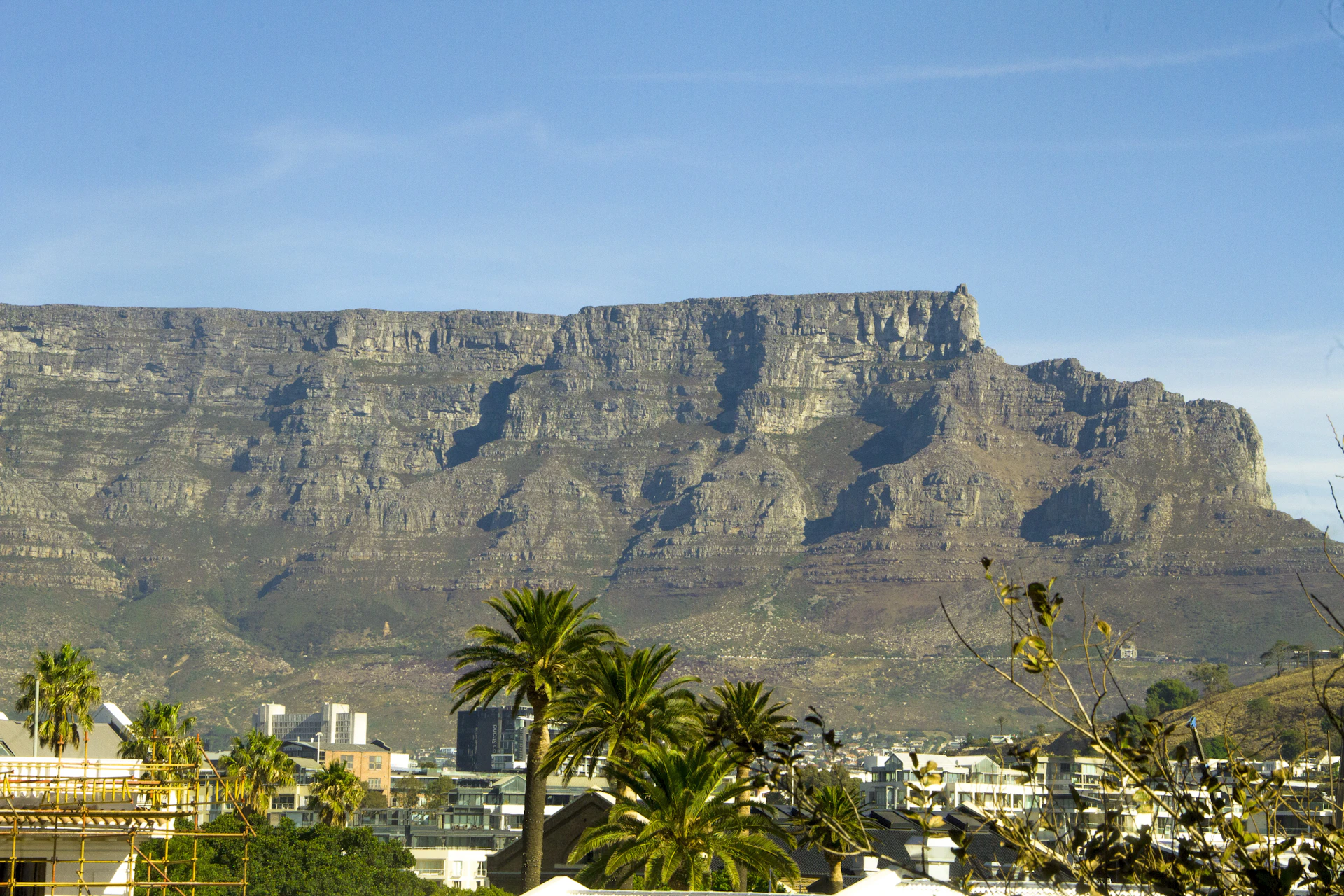 Table Mountain over Cape Town skyline with Atlantic Ocean