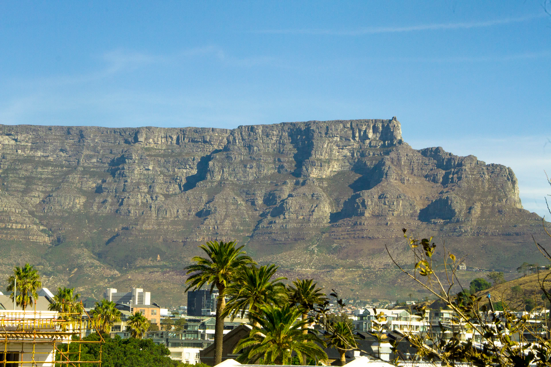 Table Mountain over Cape Town skyline with Atlantic Ocean